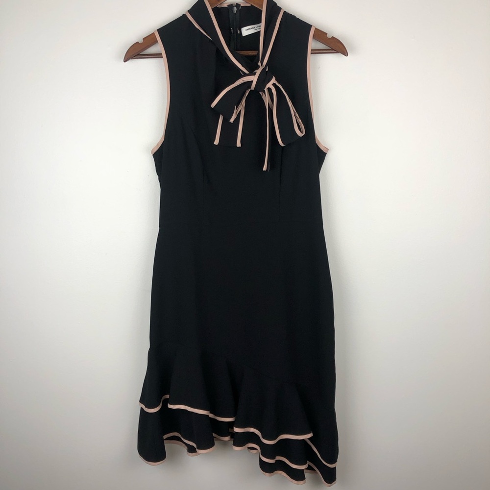 Amanda Uprichard Liora Midi Dress with Cream Accent and Neck Tie